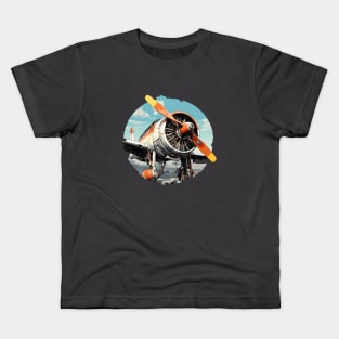 Biplane resting on an airfield Kids T-Shirt